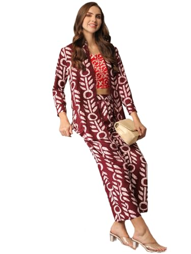Gosriki Women'S Cotton Blend Printed Ethnic Co-Ord Set (Raiden Wine-Gs_L_Wine_Large),Wine,,B0D3BYX55B