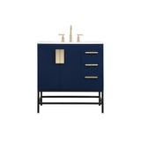 Elegant Decor Indoor Modern Under Sink Bathroom Fixtures Storage Organizer Cabinet 42 Inch Single Bathroom Vanity - Green