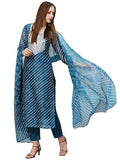 Anni Designer Women'S Cotton Blend Straight Printed Kurta With Pant & Dupatta (Doremi Kerocin_M_Kerocin_Medium) Dark Blue,Dark Blue,M
