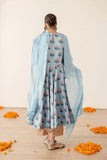 Gosriki Women'S Rayon Blend Anarkali Printed Kurta With Palazzo & Dupatta (Sujawali Blue-Gs_S_Blue_Small),Blue,,B0DFPT7WT1
