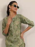 Libas Women'S Silk Blend Printed Straight Kurta (29477O_Green_Xxl)