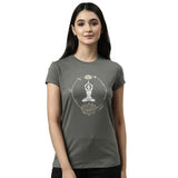 Enamor Essentials Short Sleeve Round Neck Slim Fit Stretch Cotton Tshirt For Womens-E147 (E147_Ash Grey_L)