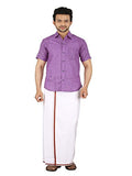 Prakasam Cotton White With Maroon Border Single Dhoti For Men (1.28X2.00 Mtrs)