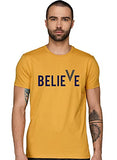 Adro Men'S Believe Design Printed T-Shirt (Xl, Mustard)