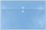 JAM PAPER Plastic Envelopes with Button & String Tie Closure - Large Booklet - 12 x 18 - Blue - 3/Pack