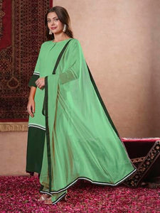 Anni Designer Women'S Rayon Viscose Straight Solid Kurta With Pant & Dupatta (Panai Mint_Xl_Light Green_X-Large),Light Green,XL,Rayon,Casual,