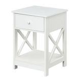 Convenience Concepts Oxford 1-Drawer End Table with Shelf, 15.75 in x 15.75 in x 24 in, White