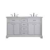 Elegant Decor Americana 60 Wood Double Bathroom Vanity In Light Gray