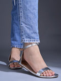 Shoetopia Stylish Embellished Silver Flat Sandals For Women & Girls /Eu40,Silver,7,B0DK734SLN