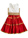 A.T.U.N Girls Synthetic Readymade Lehenga Choli(Glhg Got Ivr_11-12_Ivory-Red_11 Years-12 Years)