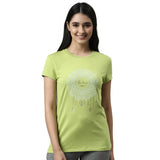 Enamor Essentials Short Sleeve Round Neck Slim Fit Stretch Cotton Tshirt For Womens-E147 (E147_Green Pea_Xl)