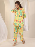 Libas Womens Printed Cotton Blend Co-Ord Set For Women Yellow M