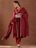 Libas Women'S Chanderi Silk Kurta Set (49436 Maroon 5Xl