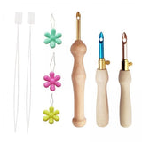 Merishopp 2Xembroidery Punch Needle Pen Sewing Kit Knitting Tool 3X Needle 5 Threader