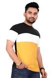 Lookmark Men'S Stylish Cotton Blend Printed Striped Polo Tshirt (Mt06-Xl) Yellow-Black