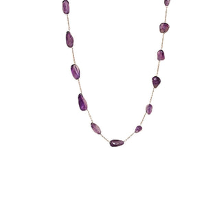 Natural Amethyst Bead Necklace for Women Handcrafted Irregular Purple Gemstone Chain Boho Chic Minimalist Jewelry Lightweight