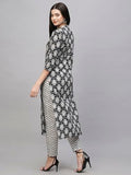Anni Designer Women'S Cotton Blend Straight Printed Kurta With Pant (Babita Black_L_Black_Large),Black,L,Cotton Blend,Babita_1423,Kurta