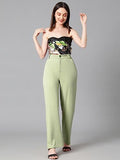 Kotty Women'S High Rise Cotton Blend Relaxed Fit Trousers Sage Green,Sage GreenApparel,30