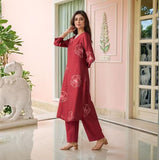 Gosriki Women'S Rayon Viscose Printed Straight Kurta With Pant (Twisha Red-Gs_Xl_Red_X-Large),Red,,B0F6NHJ2PQ