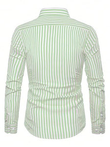 Toplot Shirt For Men || Mens Casual Shirts || Full Sleeve || Regular Fit || Striped (Strip-Shirt-5219-Pista-Xl),Pista,,B0DQPPWG2V
