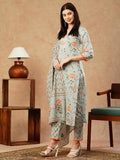 Anni Designer Women'S Cotton Blend Straight Printed Kurta With Pant & Dupatta (Drpo Green_Xl_Green_X-Large),Green,XL,Cotton Blend,DRPO_1450,