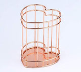 Sewhome Rose Gold Heart Shape Wire Mesh Desktop Pen Pot Holder, Desk Organizer Brush Holder For Office Table Stylish,Study Table