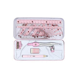 MERISHOPP 3xMath Geometry Kit 8Pcs Student Supplies Protractor for Drawings Pink