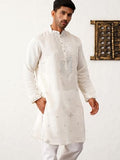 Jompers Men'S White Embroidered Kurta Pyjama. (White, M)