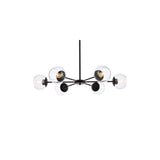 Living District Briggs 6-Light Mid-Century Metal Pendant In Black And Clear