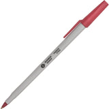 Business Source 37504 Ballpoint Stick Pens, Med Pt, Lt Gray Barrel/ Red Ink