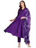 Gosriki Women'S Rayon Blend Solid Anarkali Kurta With Pant & Dupatta (Bhagvath Begani-Vks03-Gs_L_Begani_Large),BEGANI,,B0DRNMNYKH
