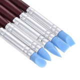 Rubber Tip Paint Brushes For Sculpture, Pottery, Color Shaping, Blending, Drawing, Modeling And Remove Fingerprints (Set Of 5, B