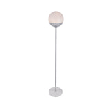 Living District Eclipse 1 Light Chrome Floor Lamp With Frosted White Glass