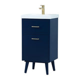 Elegant Decor Boise 18 Solid Wood And Mdf Bathroom Vanity In Blue