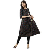 Gosriki Women'S Polycotton A-Line Printed Kurta (Badshah Black_M-Go_Black_Medium),Black,,B09VFFWX4D