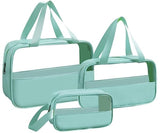 Vellura Waterproof Toiletry Bag For Men And Women Travel Half Leather Transparent Hanging Cosmetic Makeup Organizer Bag Set Of 3