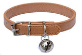 Beige Leather Pet Collars for Cats,Baby Puppy Dog,Adjustable 8-10.5 Kitten Collar with Bell