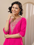 Libas Women'S Silk Blend Kurta Sets (Gs1117_Pink_Xxl)