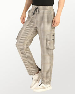 Toplot Men'S Regular Casual Pants (Chex-Trouser-5208-Beige-28_Beige,Beige,28,B0DJKVV25F