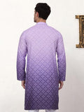 Jompers Men'S Purple Ombre Pure Cotton Straight Kurta (Purple, L)