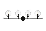 Living District Jaelynn 4-Light Iron & Glass Bath Sconce In Black/Clear