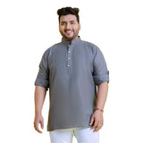Bigbanana Plus Size Men'S Regular Fit Solid Short Kurta (Pollan-Grey,Grey,5Xl)