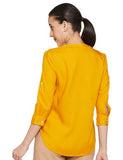 Fyltr Women'S Checkered Regular Fit Blouse (Fylaw23Wb-002_Spicy Mustard,Spicy Mustard,Spicy Mustard,S