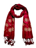 Elegant Scarf Studio Soft Satin Floral Gold Printed Scarf For Women | Lightweight Stylish Stole With Tassels | Daily, Office, Fe