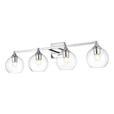 Living District Foster 4-Light Iron & Glass Bath Sconce In Chrome/Clear