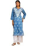 Anni Designer Women'S Rayon Blend Straight Chikankari Embroidered Kurta (Nakusha Blue-Nw_M_Blue_Medium),Blue,M