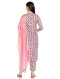 Gosriki Women'S Cotton Blend Printed Straight Kurta With Pant & Dupatta (Rinki Grey_S-Go_Grey_Small),Grey,,B0B42NLJT2