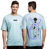ADRO Oversize T Shirt for Men | Drop Shoulder Cotton T Shirt | Anime Oversize T-Shirt | Luffy T Shirt Gear 5| Trendy Front and Back Printed T Shirt|OVR24-L1-ANI-SK-L Sky Blue,Sky Blue