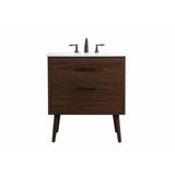 Elegant Decor Boise 30 Aluminum Mdf Single Bathroom Vanity In Walnut