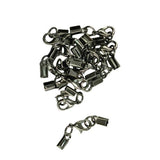 ATORSE 2x12 Pieces Lobster Claw Clasp Leather Crimp Clip Ends Set Jet Black